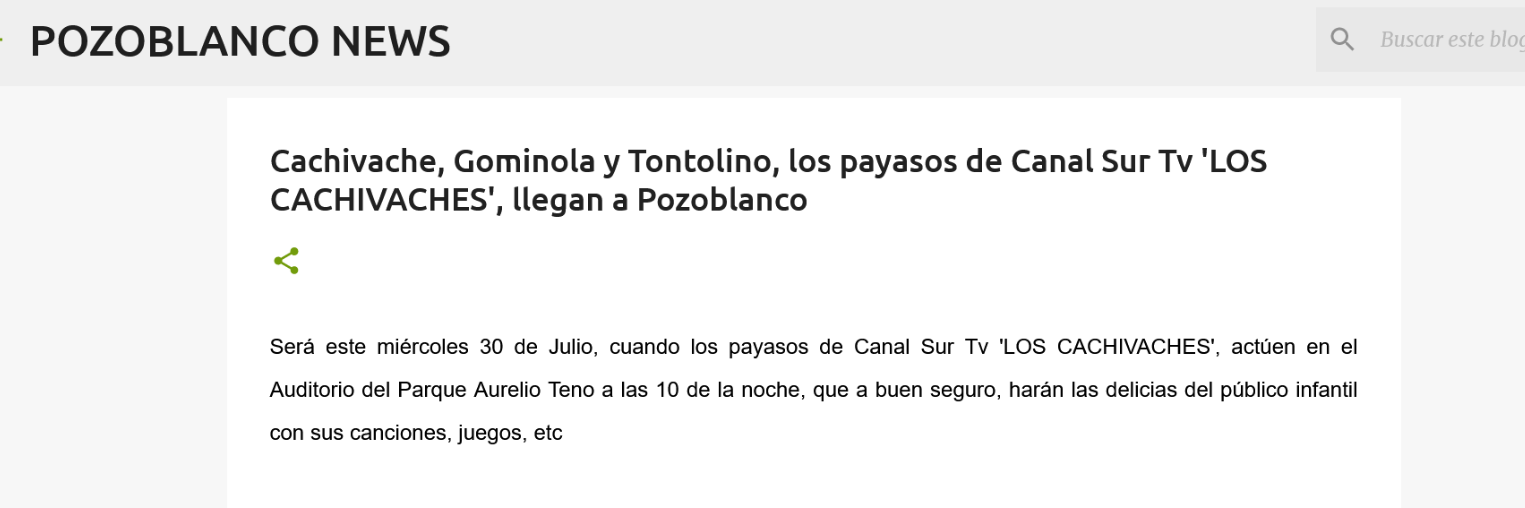 Cachivache, Gominola y Tontolino, los payasos de Canal Sur Tv 'LOS CACHIVACHES', llegan a Pozoblanco 